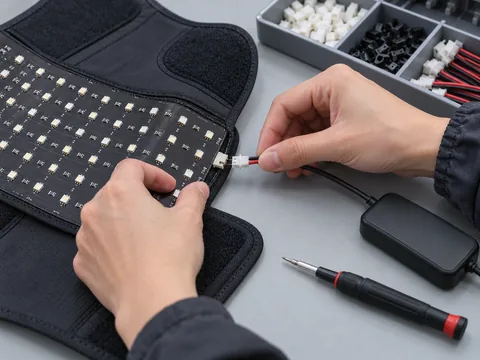 Escena del proceso de ensamblaje electrónico.