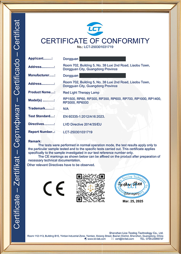 CE-LVD redacted document preview retaining Dongguan; full document available on request