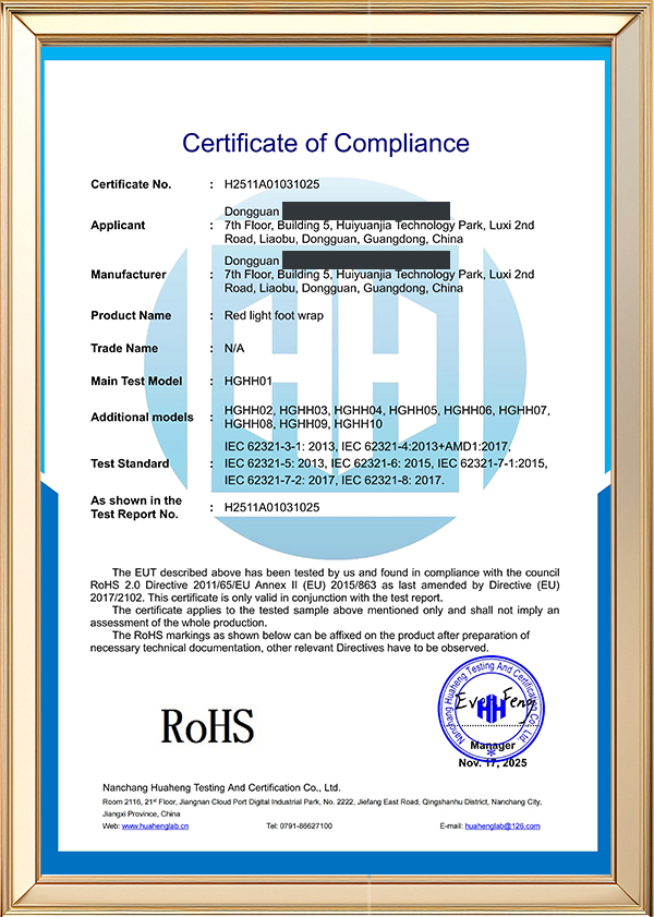 ROHS redacted document preview retaining Dongguan; full document available on request