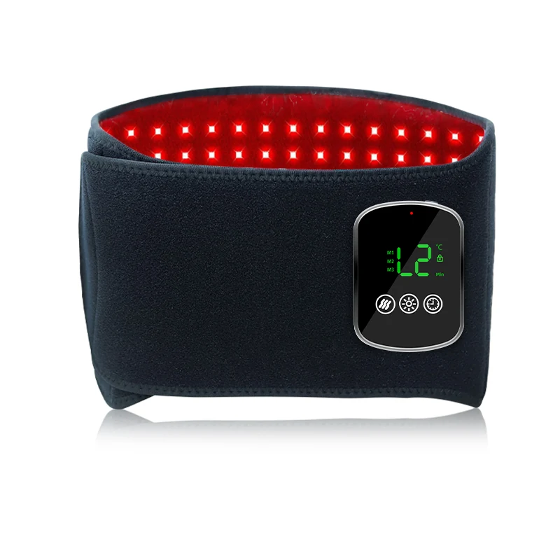 Black red light therapy belt with integrated controller