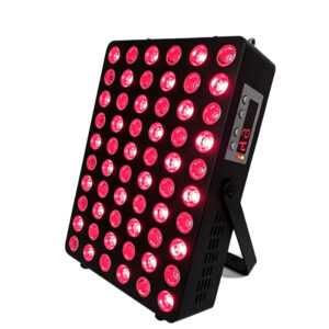 Compact red light therapy panel with rear support stand